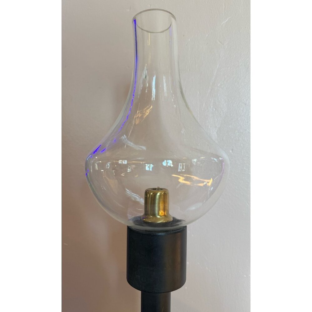 Vintage MCM Iron Spring Loaded Candle Holder Glass Shade - Picture 12 of 13